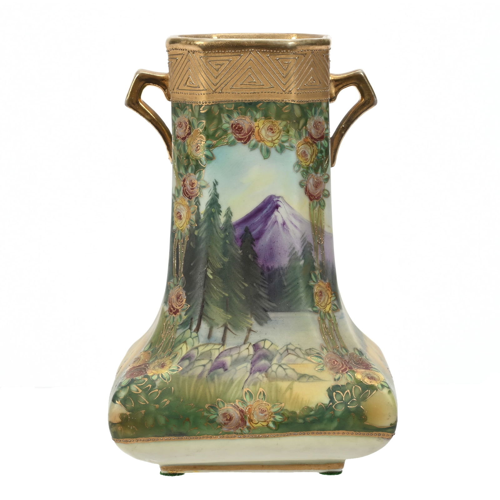 Square Vase, Two Handles, Marked Nippon (1 of 3)