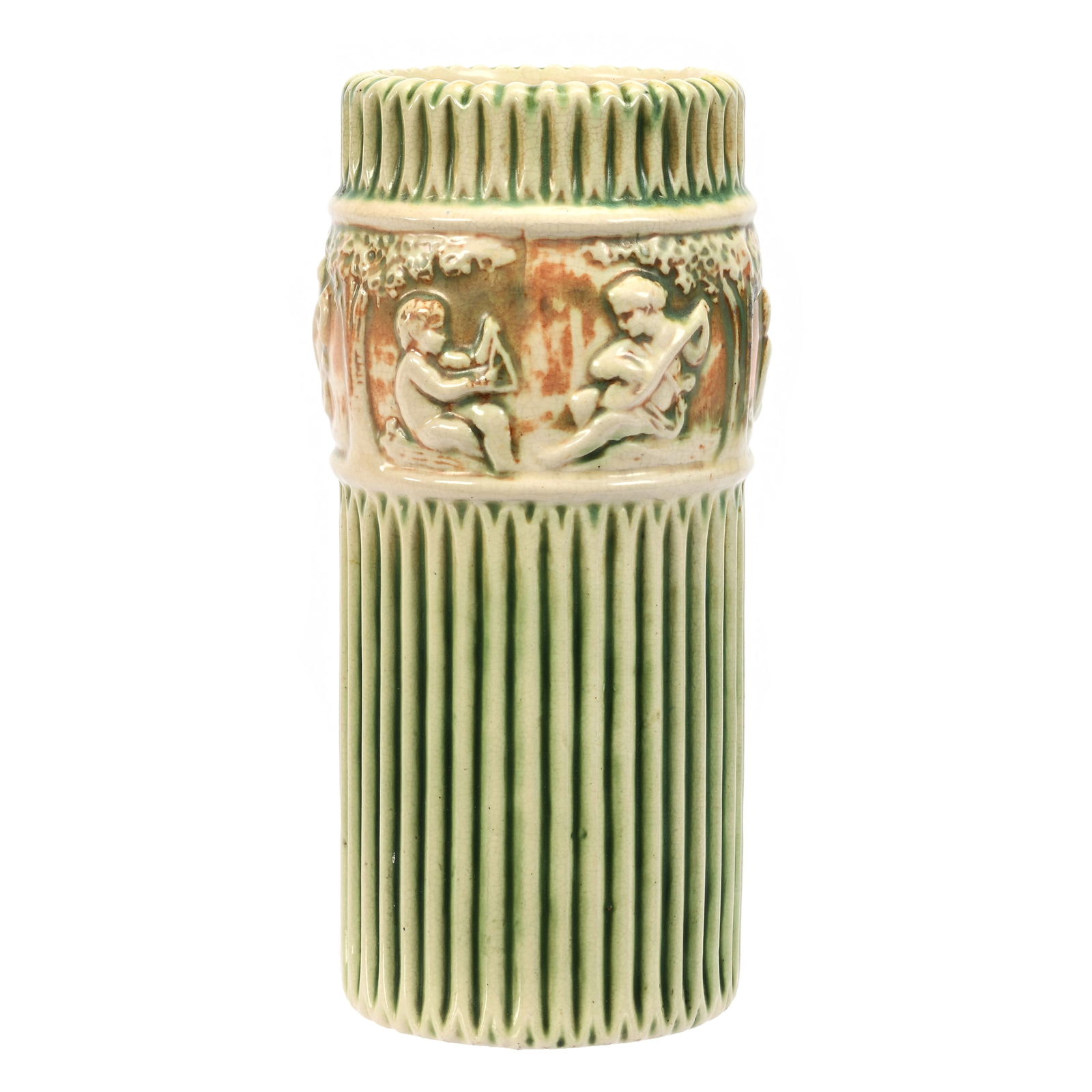 Cylinder Vase, Unmarked Roseville Art Pottery (1 of 3)