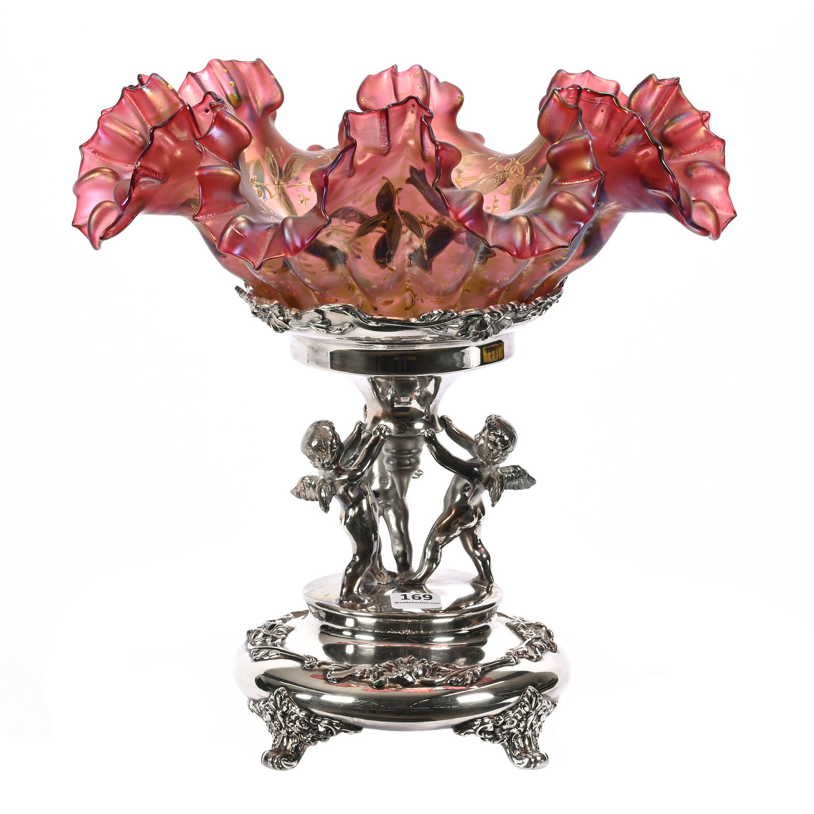 Victorian Brides Basket, Rindskopf Pepita Art Glass (1 of 4)