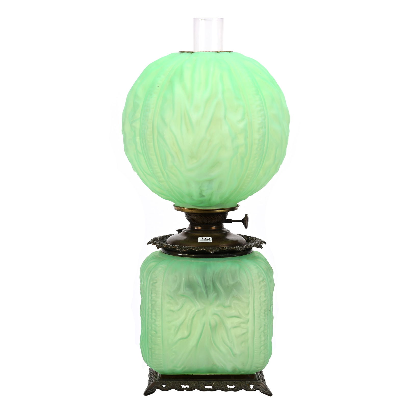 Gone With Wind Table Lamp, Rare Green Satin (1 of 5)