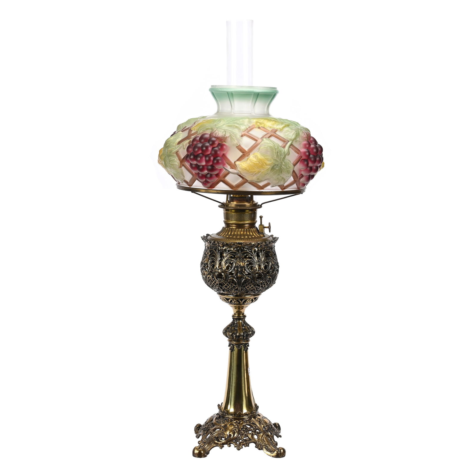 Banquet Lamp, Consolidated Style Art Glass Shade (1 of 5)