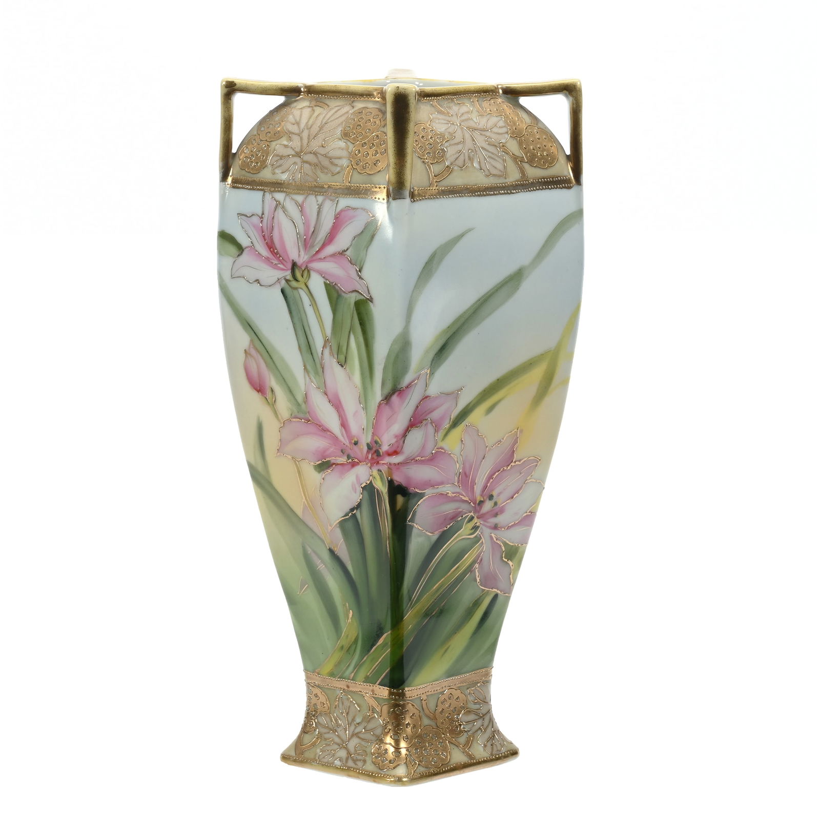 Square Vase, Four Handles, Marked Nippon (1 of 3)