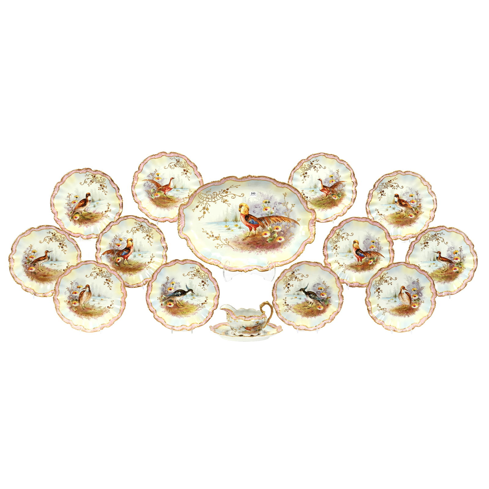 Game Set Marked Limoges Porcelain, Fourteen Piece (1 of 9)