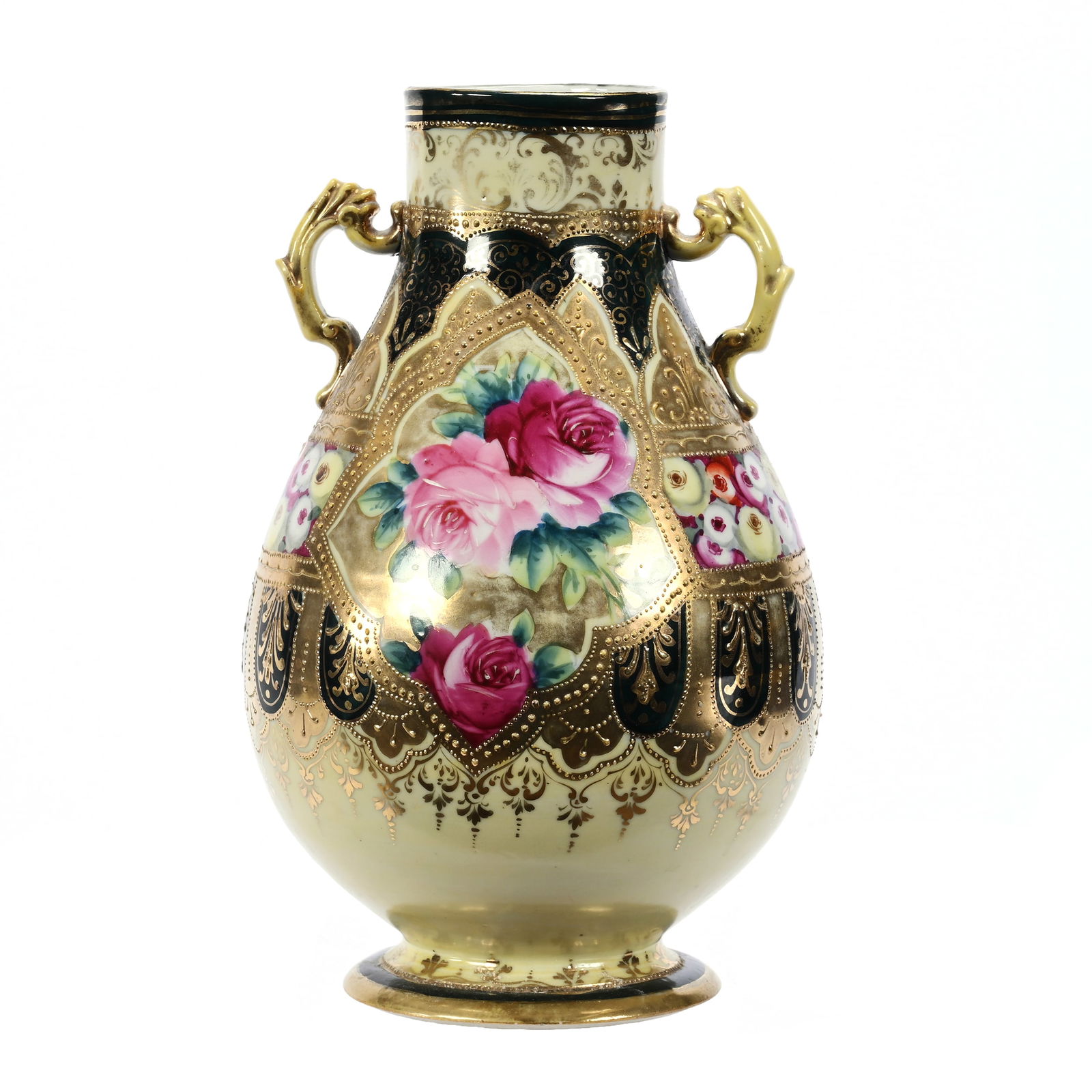 Vase, Two Handles, Unmarked Nippon Style (1 of 3)