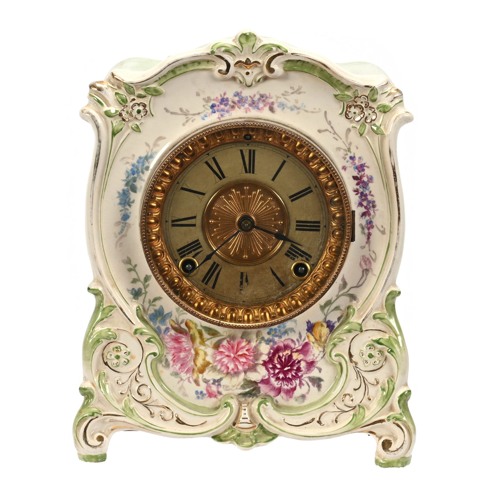 China Mantel Clock, Marked Royal Bonn "Latour" Case (1 of 4)