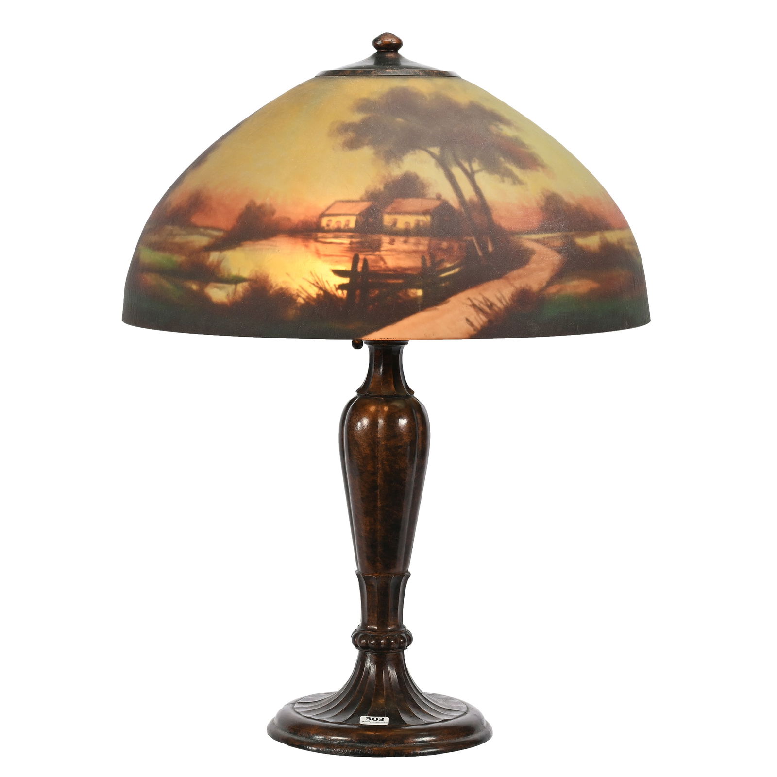 Table Lamp Marked Jefferson, Reverse Painted (1 of 9)