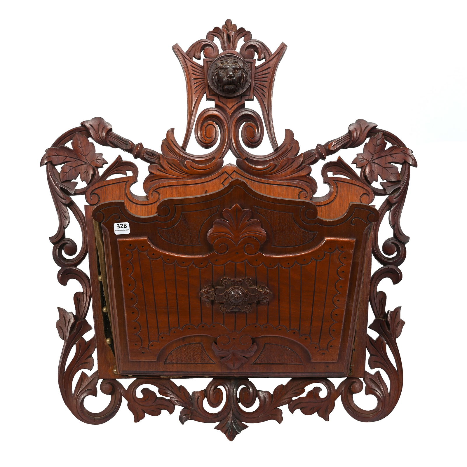 Hanging Magazine Rack, Carved Walnut (1 of 5)