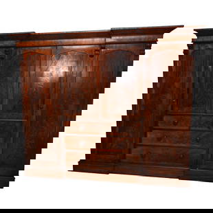 Burl Walnut Wardrobe: Furniture: Burl Walnut Wardrobe, 85" x 103" x 28", Four Doors, Three Drawers, Three Slide Out Shelves, Can Be Broken Down Into Five Sections For Ease In Moving, Nice Cabinet. This Item Was Left At The
