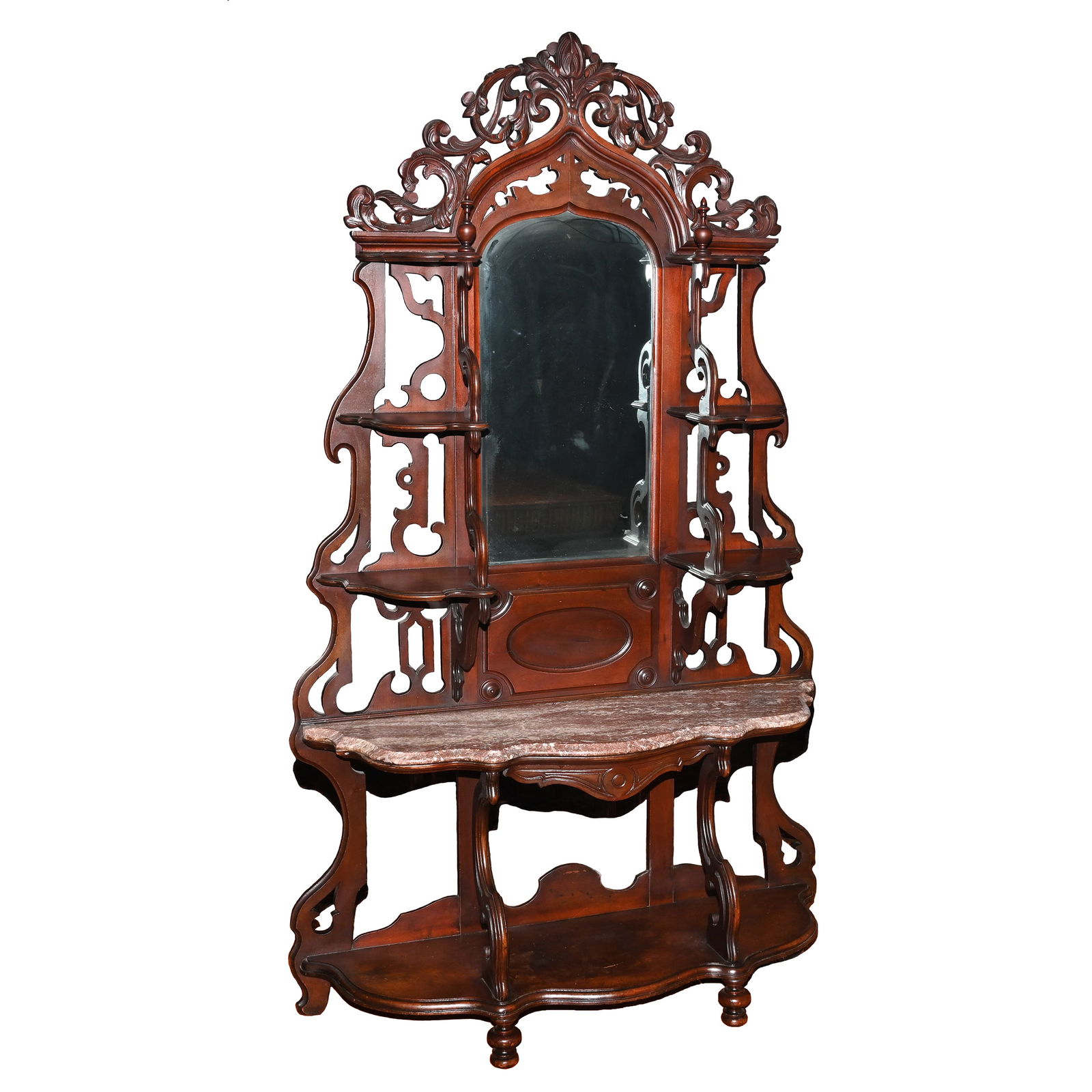 Walnut Etagere, Brown Marble Top (1 of 3)