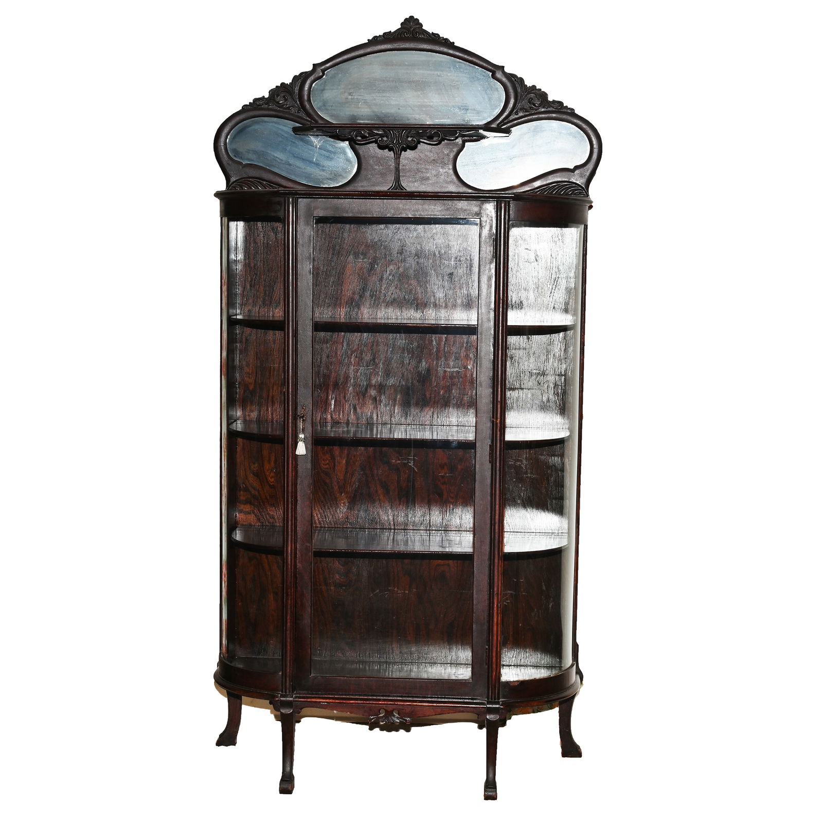 China Cabinet, Mahogany, Three Oval Mirrors (1 of 4)