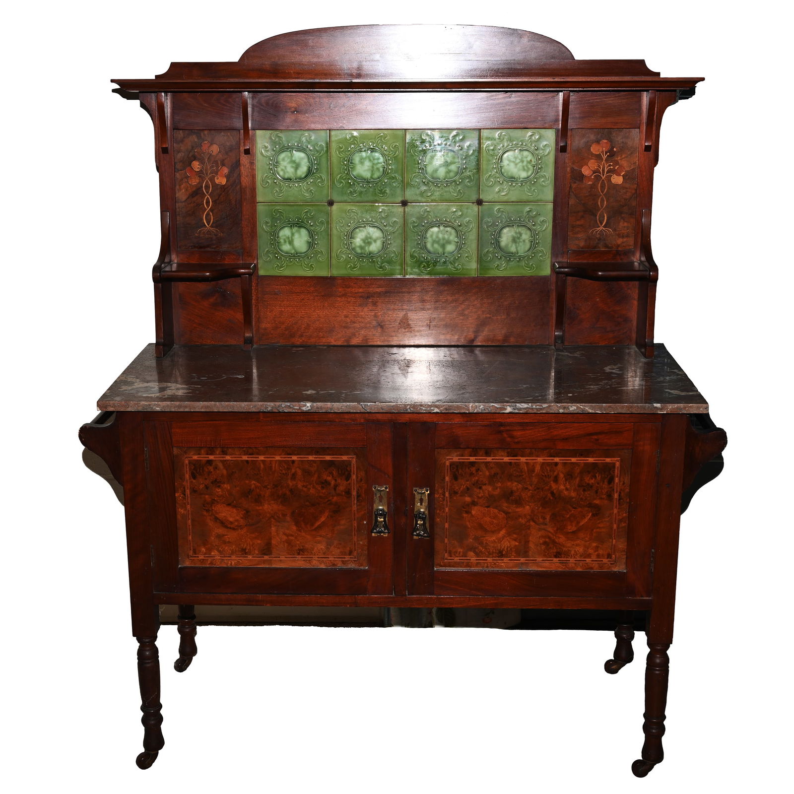 Washstand, Burl Walnut, Brown Marble Top (1 of 5)