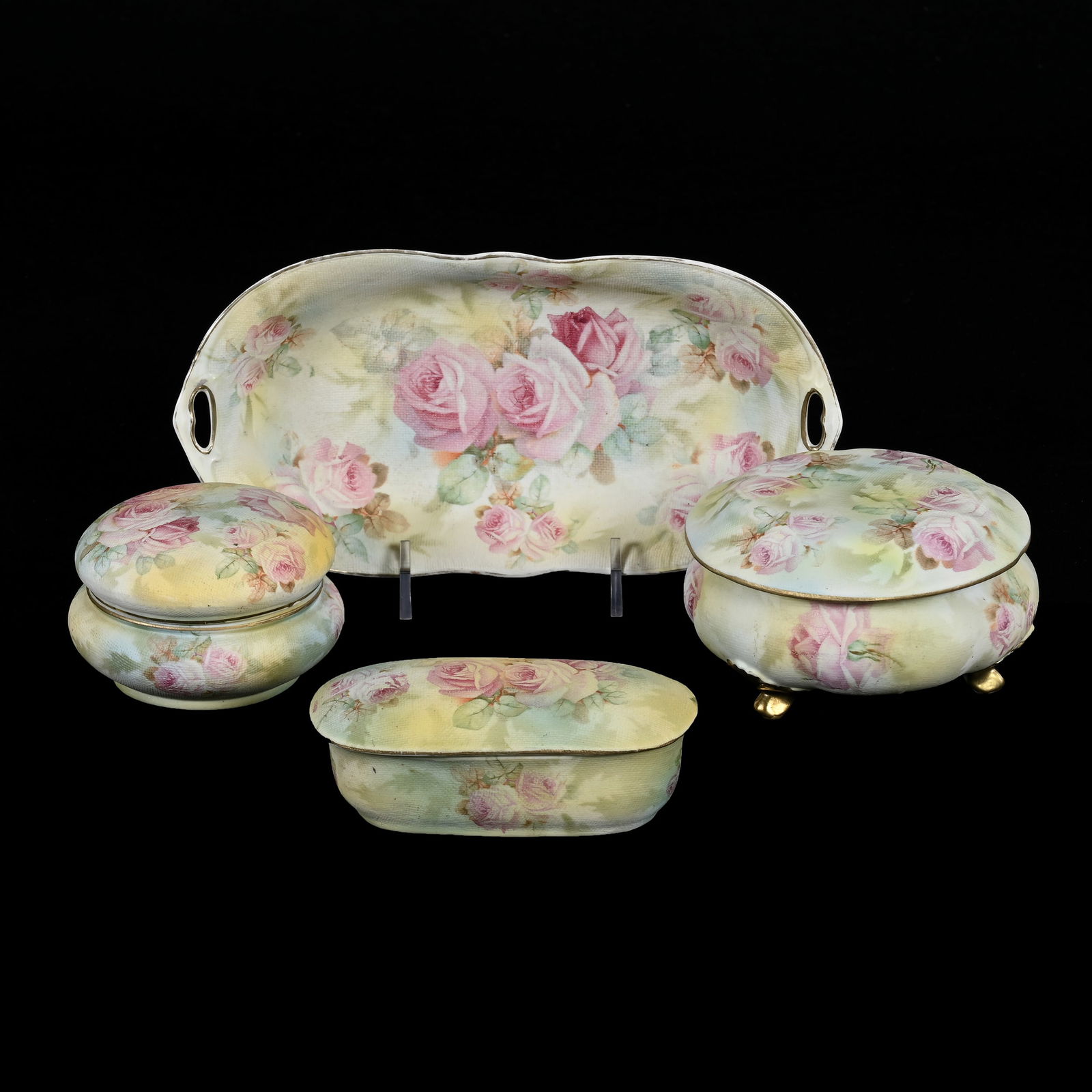 (4) Royal Bayreuth Blue Mark Rose Tapestry Items (1 of 3)