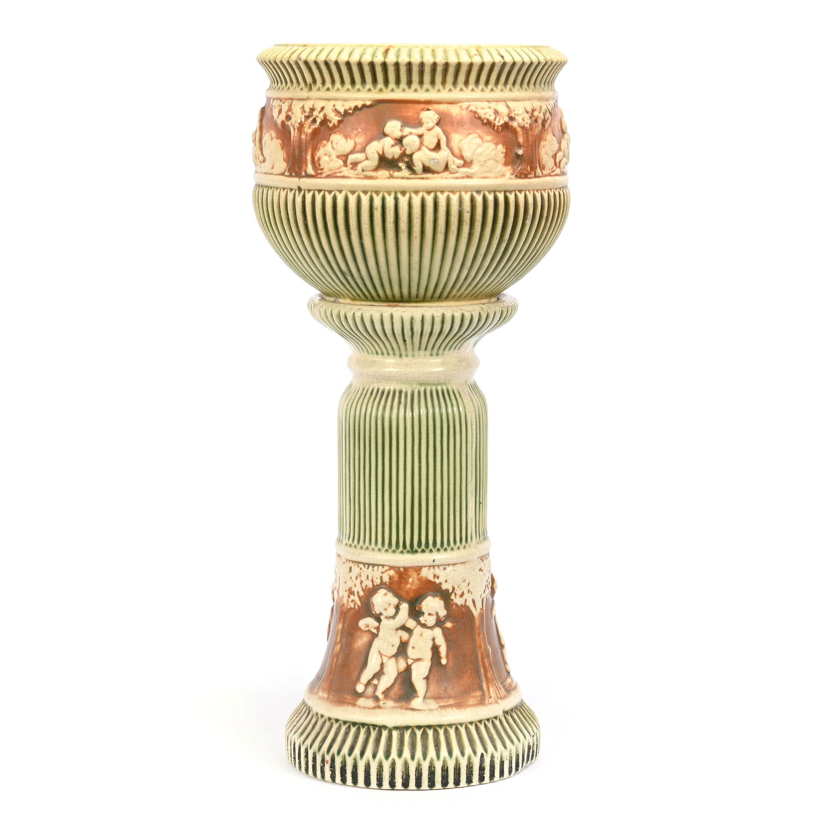 Jardiniere & Pedestal, Unmarked Roseville Art Pottery (1 of 7)