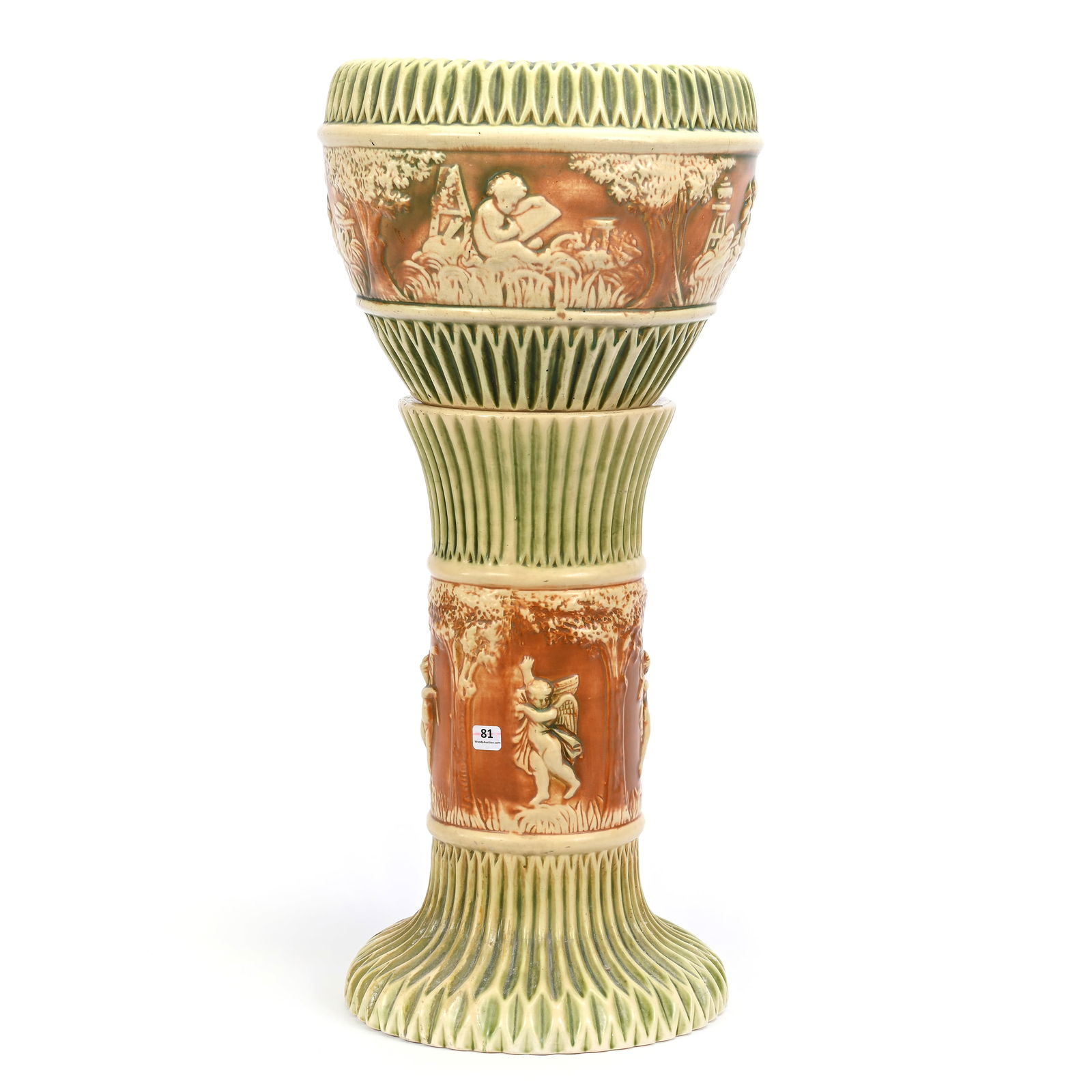 Jardiniere & Pedestal, Unmarked Roseville Art Pottery (1 of 4)