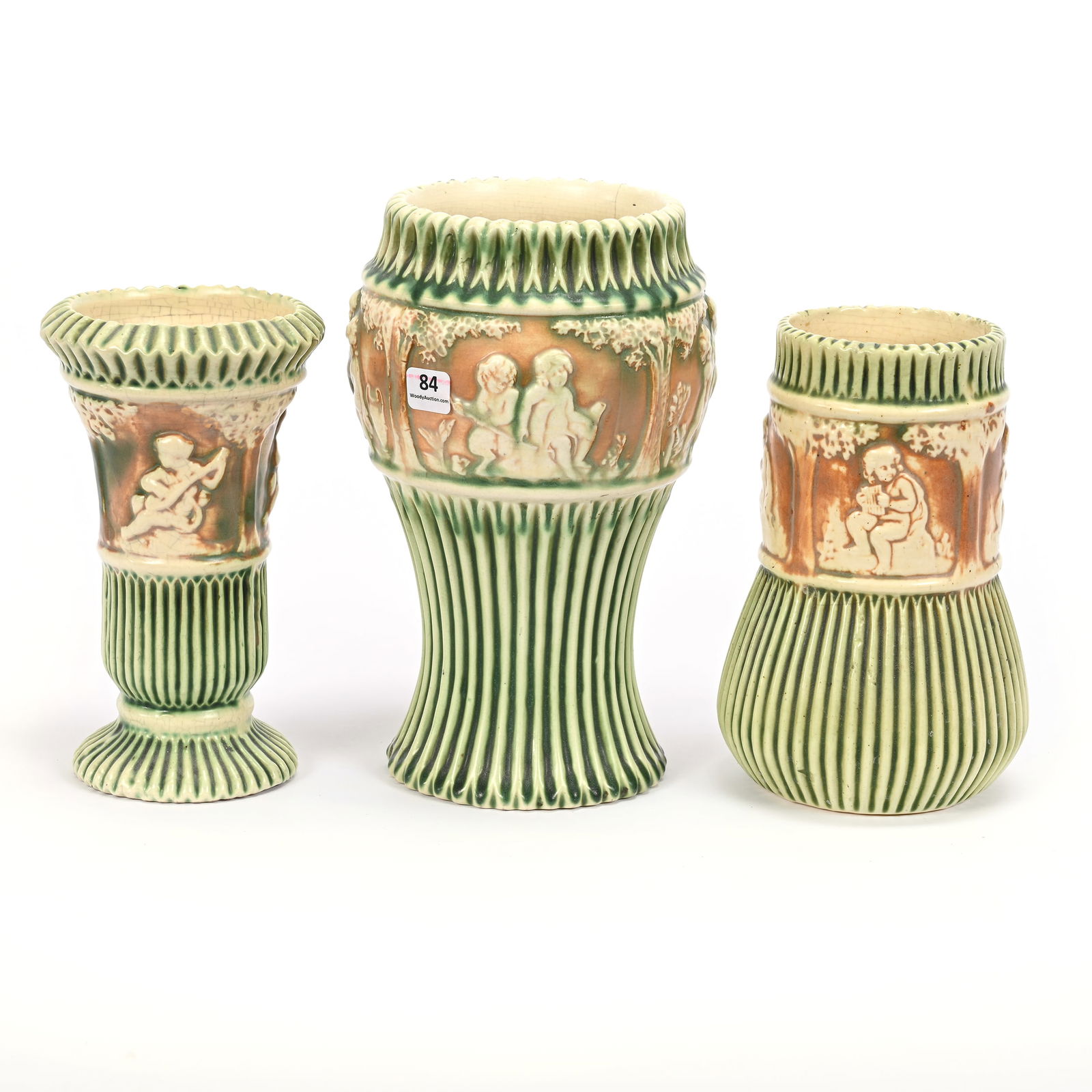 (3) Vases, Unmarked Roseville Art Pottery (1 of 6)