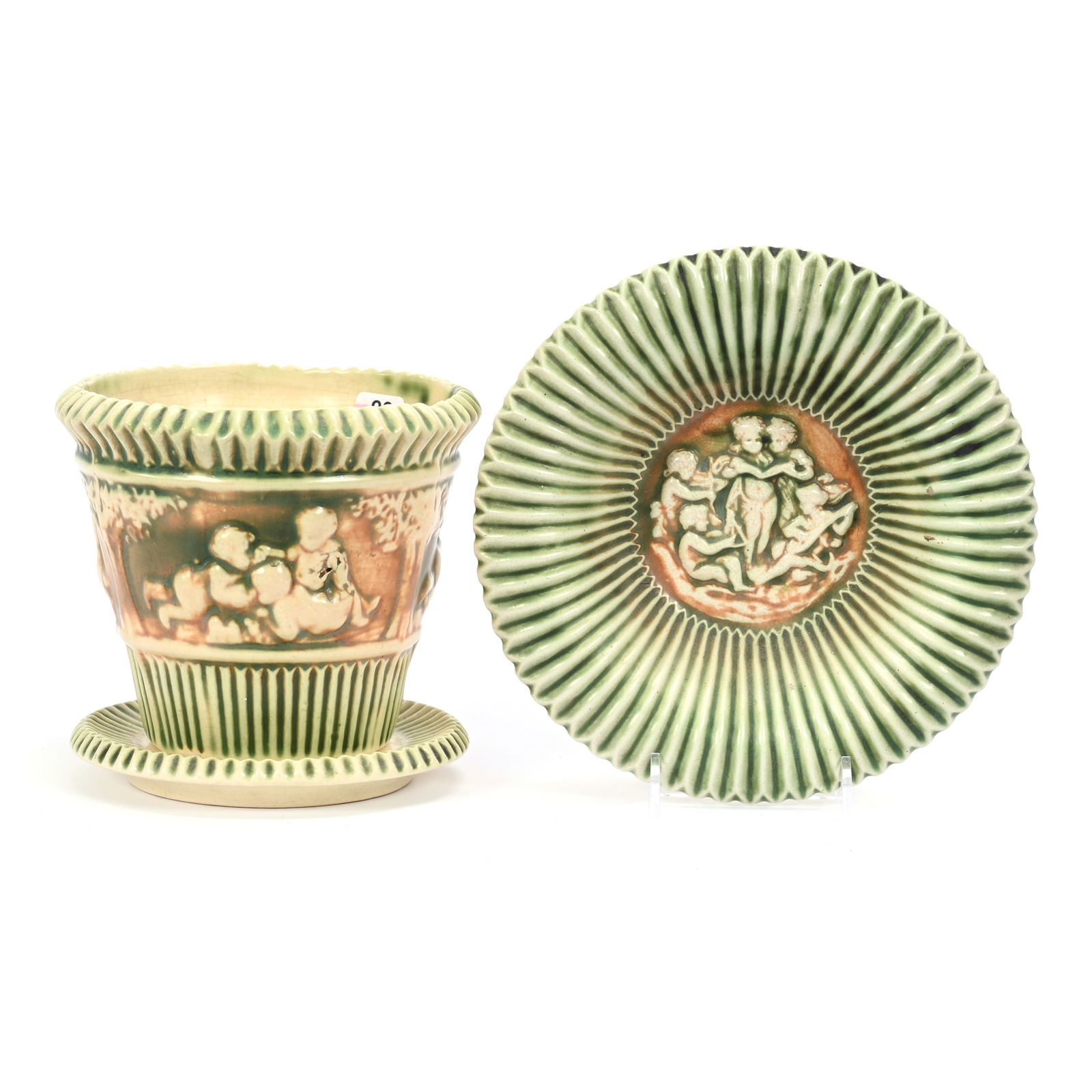 (2) Roseville Art Pottery Items, Donatello Pattern (1 of 5)