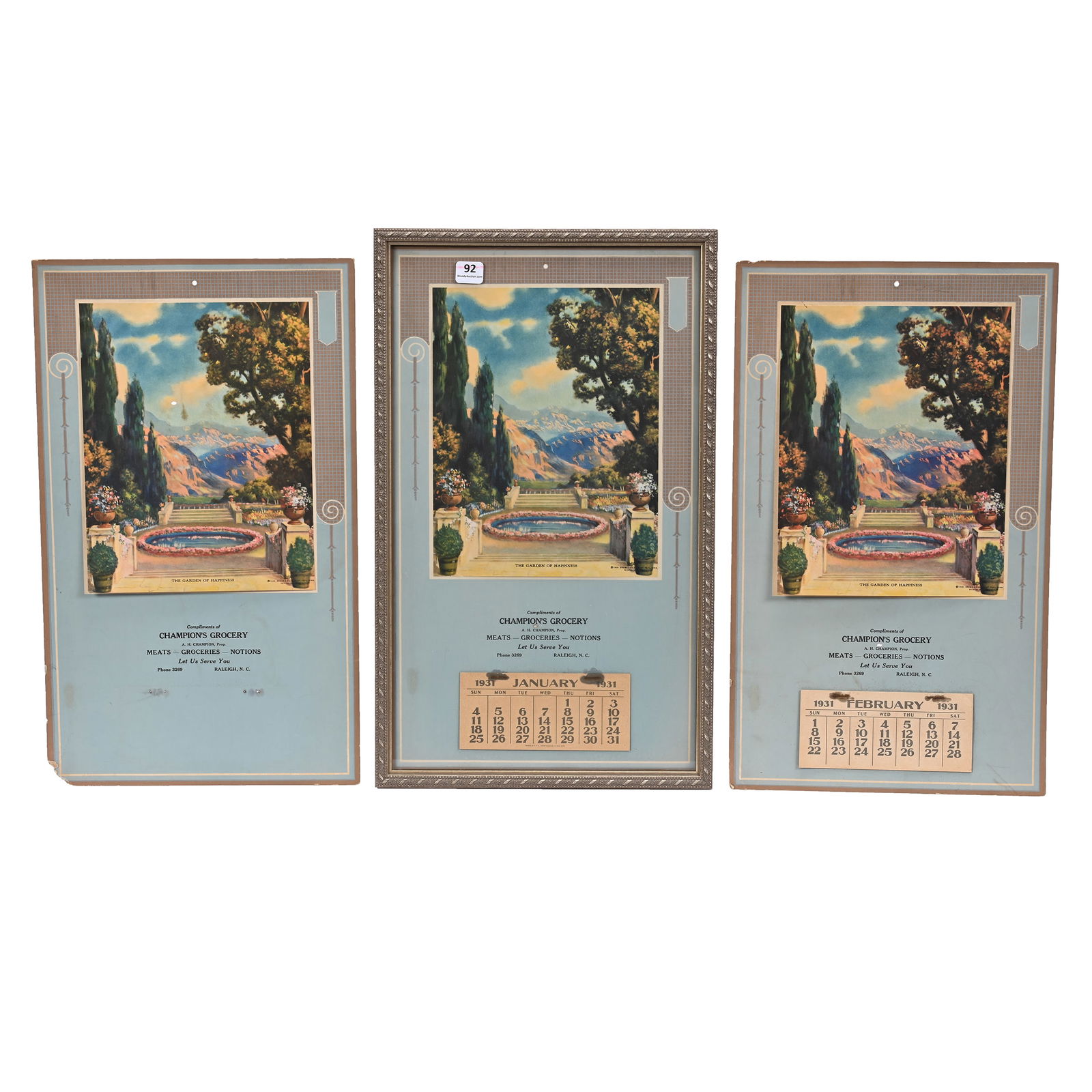 (3) Advertising Calendars, One Framed (1 of 4)