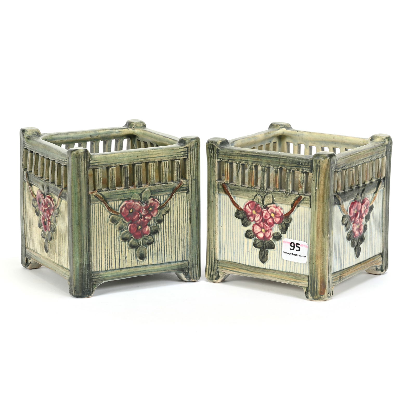 Pair Flowerpots Marked Weller Art Pottery (1 of 3)