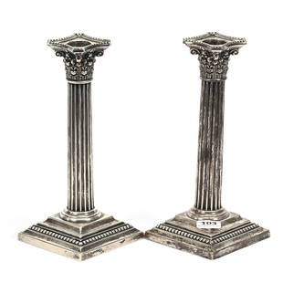 Pair Candlesticks, Gorham Sterling #A3205: Pair Candlesticks, Gorham Sterling #A3205, 7.5" x 3.25", Column Shape, Weighted, Sidlinger Estate Collection, North Carolina.