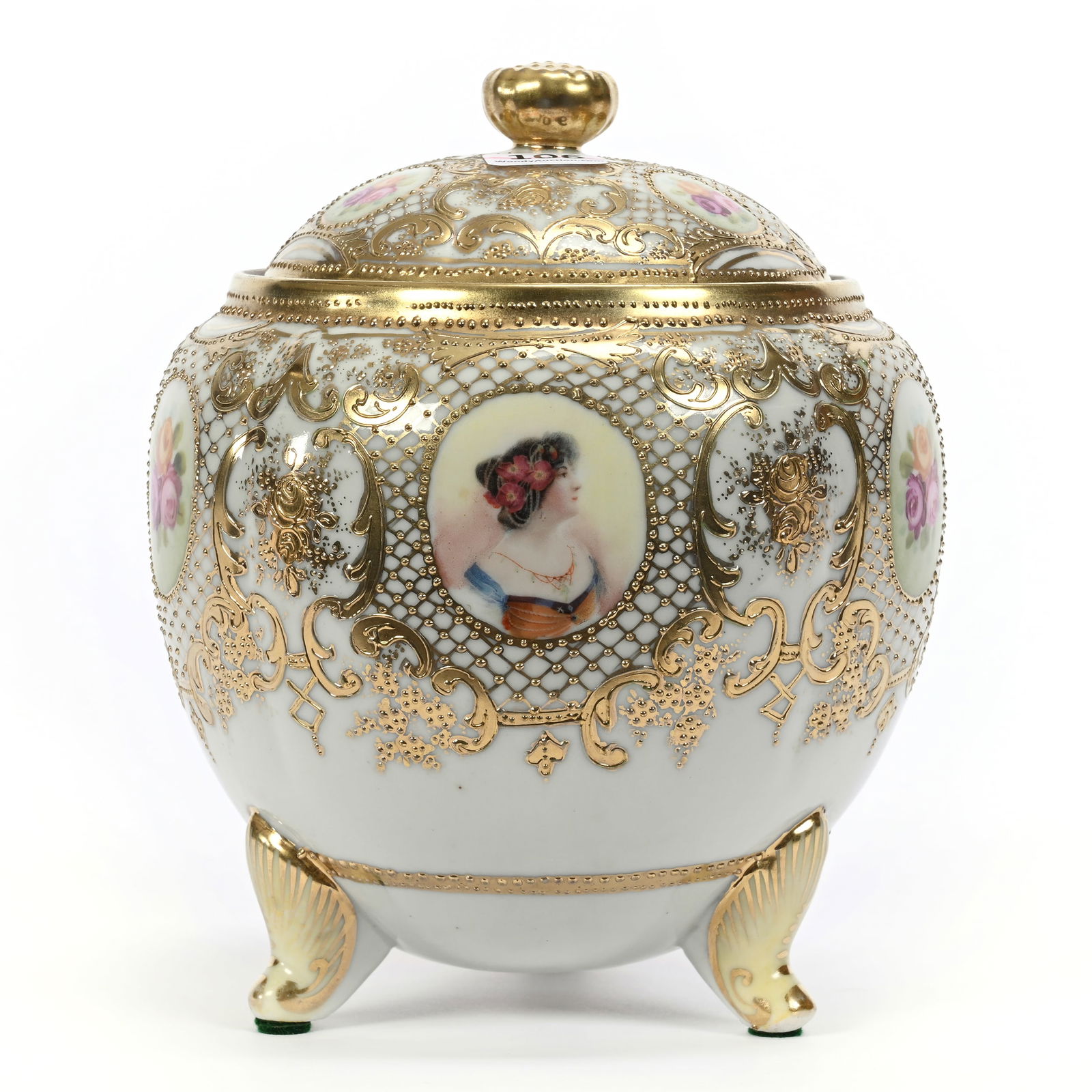 Footed Biscuit Jar Marked Nippon (1 of 3)