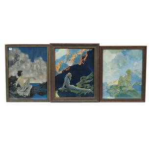 (3) Original Framed Prints By Maxfield Parrish: (3) Original Framed Prints By Maxfield Parrish, (1) 17.5" x 14.5" Frame Size, Titled "Wild Geese", Print Size Is 15" x 12", (1) 16.5" x 13.5" Frame Size, Titled "Morning", Print Size Is 15" x 12", (1)