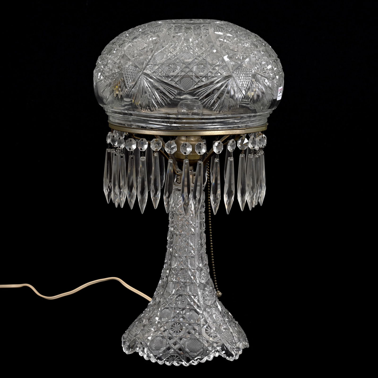 Table Lamp, American Brilliant Cut Glass, Mushroom Shade (1 of 3)