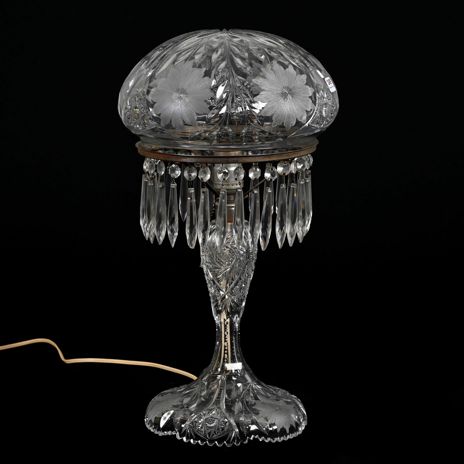 Table Lamp, American Brilliant Cut Glass, Mushroom Shade (1 of 7)