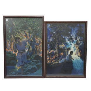 (2) Original Framed Prints By Maxfield Parrish: (2) Original Framed Prints By Maxfield Parrish, (1) 28.5" x 17.75" Print Titled "Dreamlight", Print Possibly Has Edge Trimming, (1) 26.25" x 19" Print Titled "The Waterfall" The Prints Are Original Li