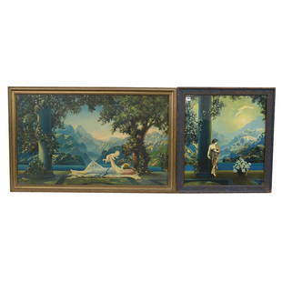 (2) Original Framed Prints By R. Atkinson Fox: (2) Original Framed Prints By R. Atkinson Fox, (1) 20.5" x 32.5" Frame Size, Titled "Love's Paradise", (1) 20.5" x 19" Frame Size, Titled "Sunrise", Possibly Has Pen Mark On Print, Sidlinger Estate Co