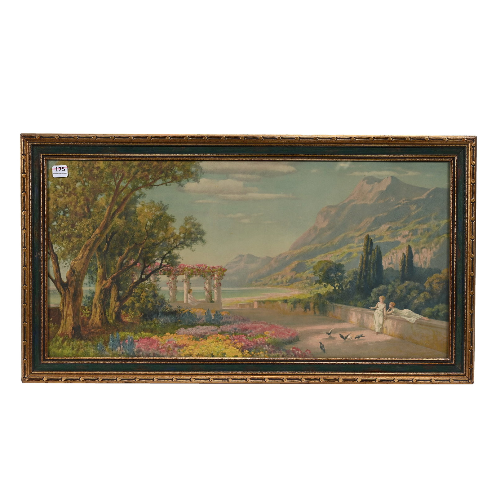 Original Framed Lithograph By Hermann Rudisuhli Titled "The Pergola": Original Framed Lithograph By Hermann Rudisuhli Titled "The Pergola", 14.5" x 26.5", Numbered "FS2", Sidlinger Estate Collection, North Carolina.