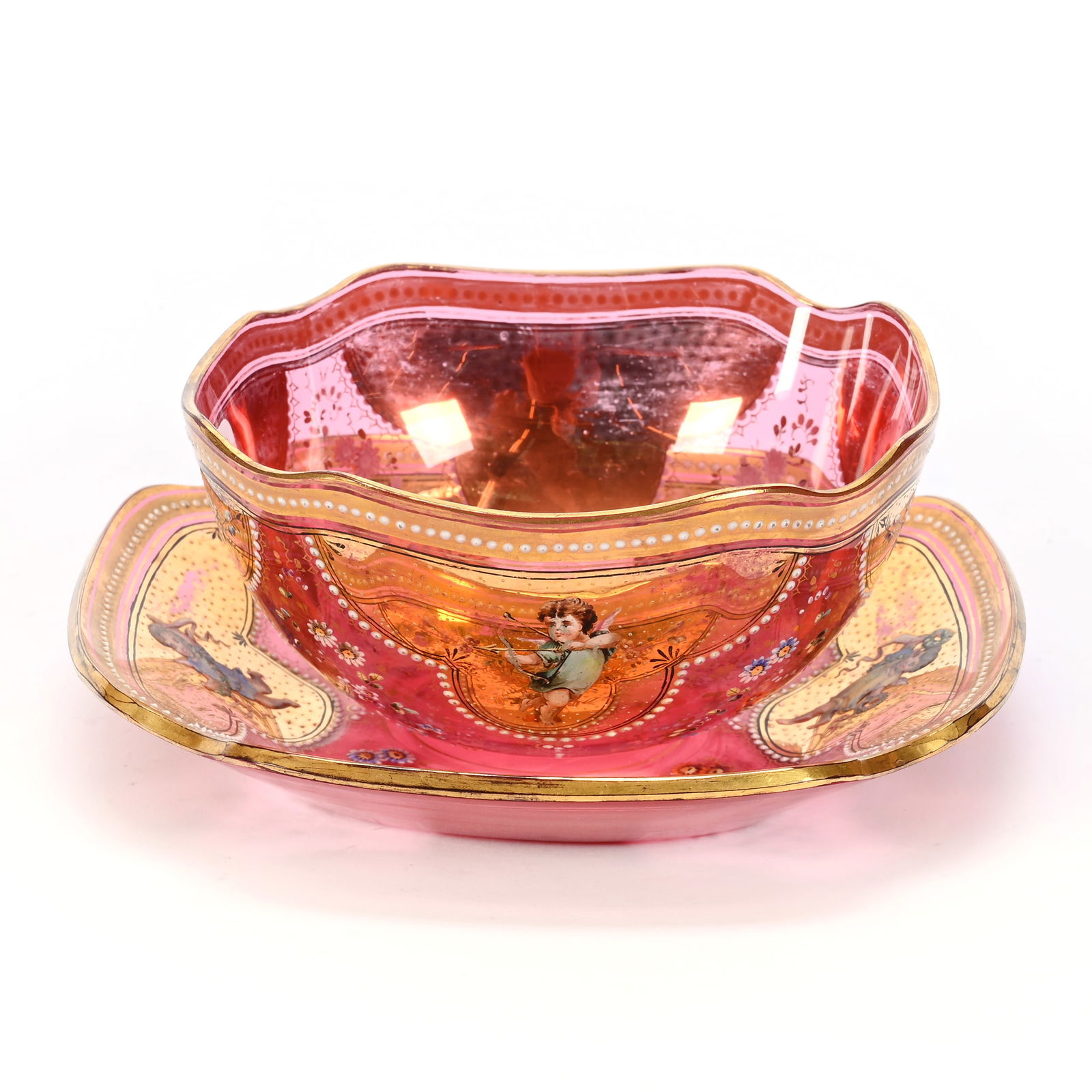 Finger Bowl/Underplate, Moser Style Art Glass (1 of 3)