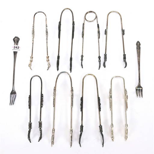 (8) Pickle Tongs And (2) Pickle Forks