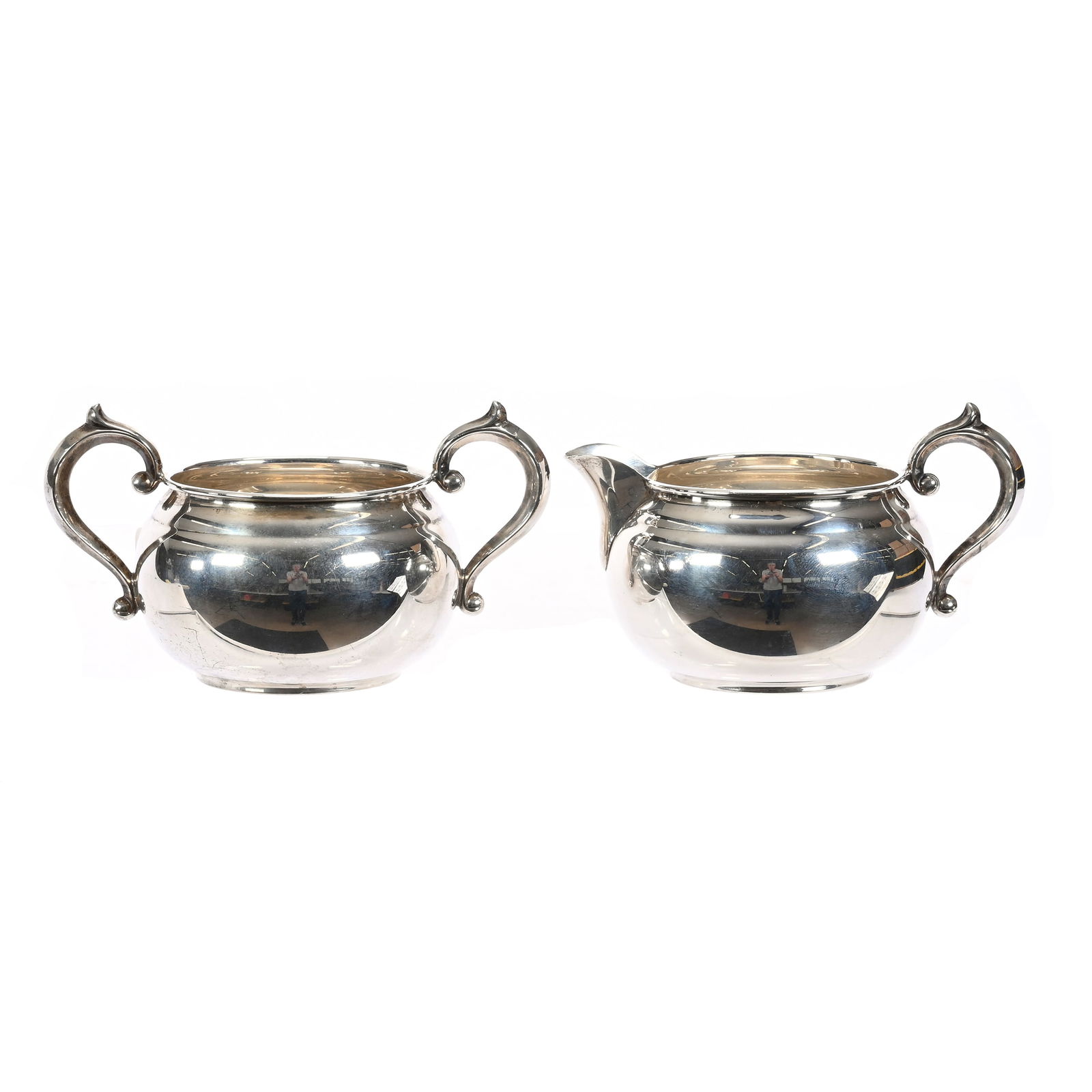 Creamer & Sugar Marked Gorham Sterling #909 & 910: Creamer & Sugar Marked Gorham Sterling #909 & 910, 3" x 5.25", Vine Collection, Kansas