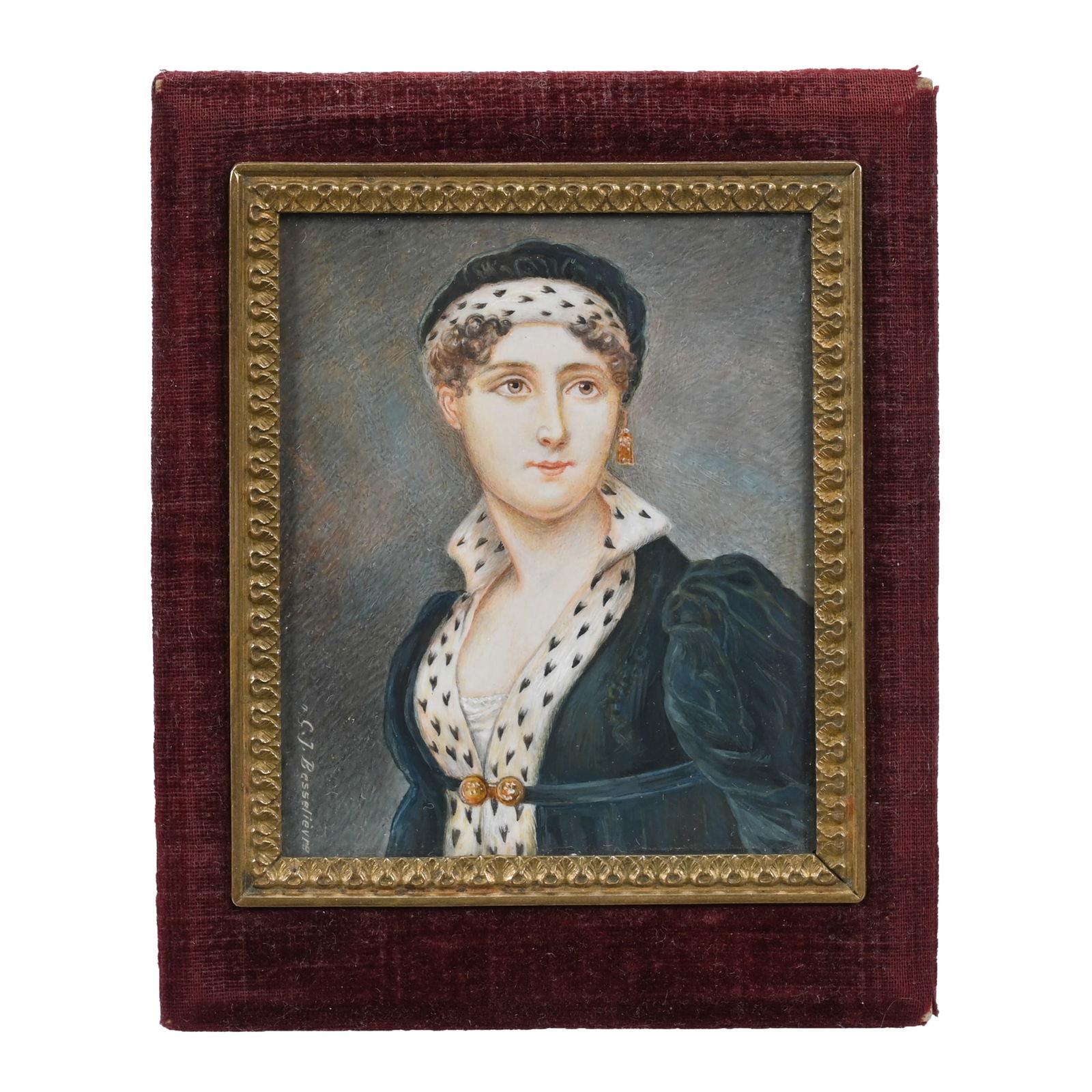 Miniature Portrait, Hand Painted On Early Panel (1 of 3)