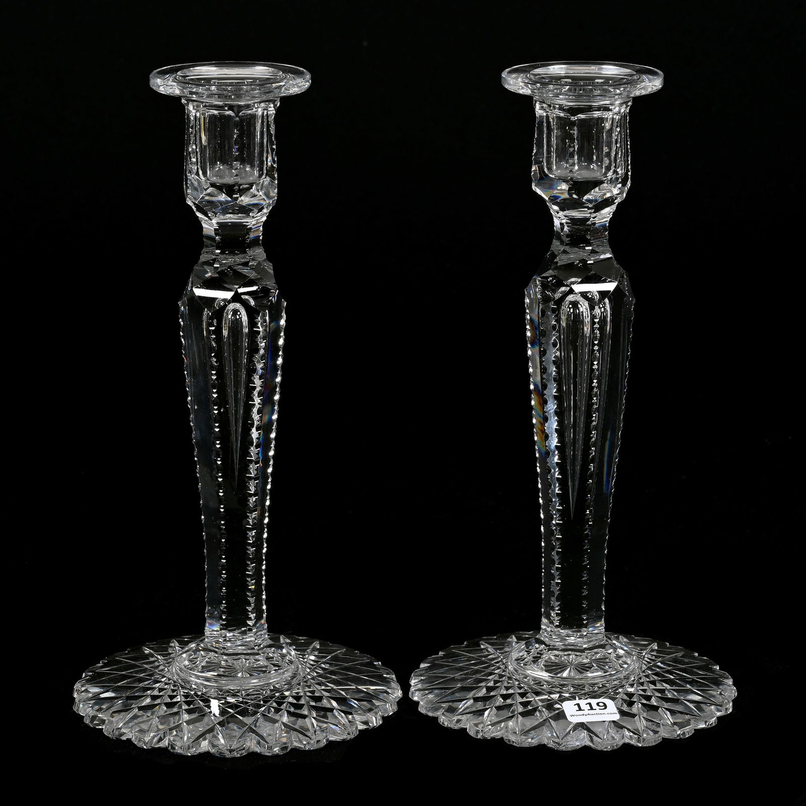 Pair Candlesticks, American Brilliant Cut Glass (1 of 3)
