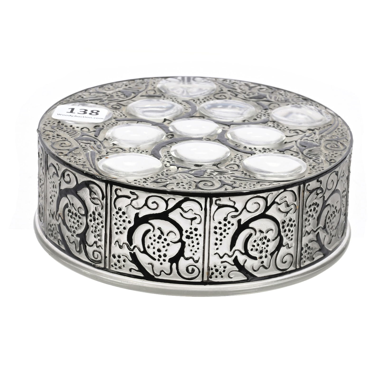 Round Covered Box Signed Lalique Roger Pattern (1 of 3)
