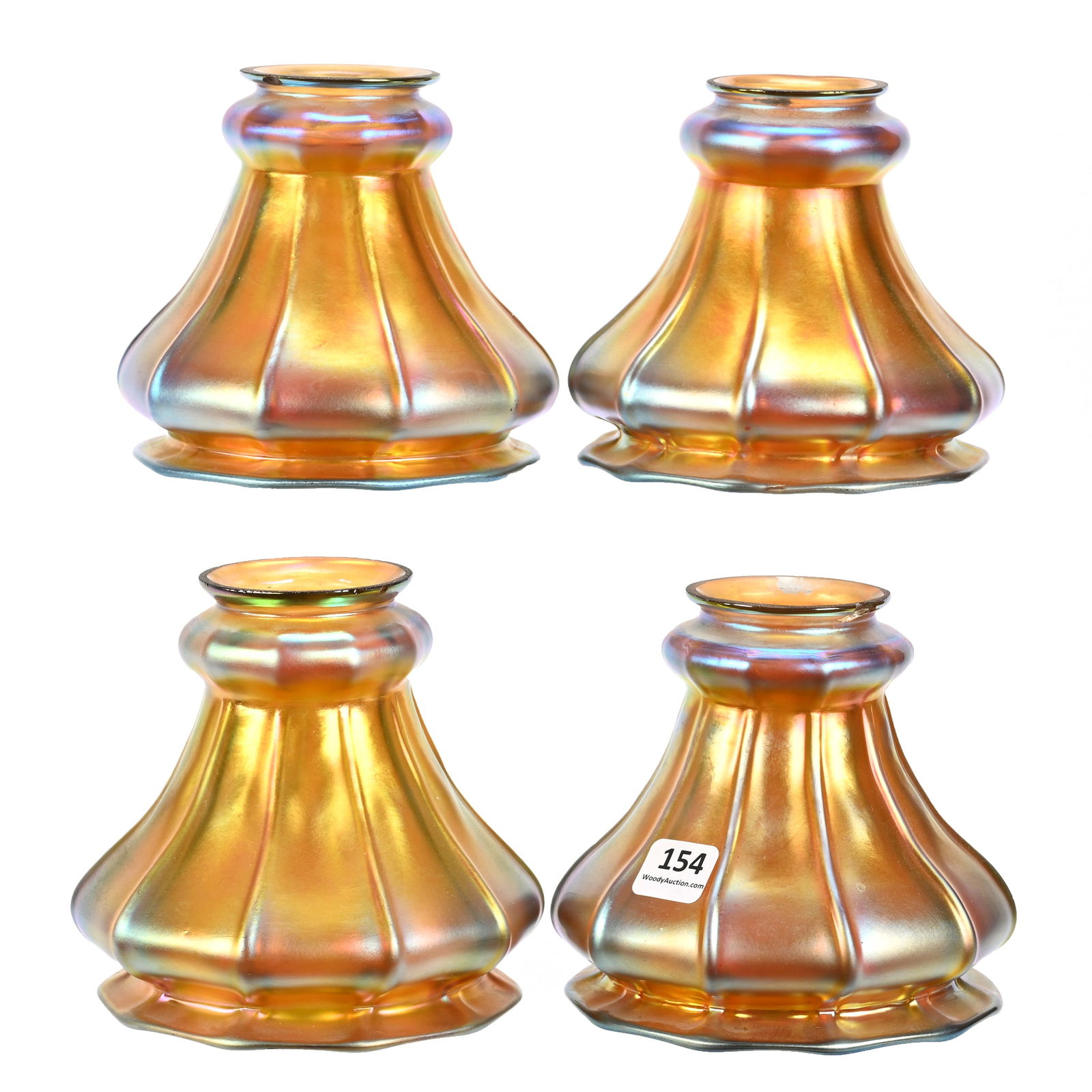 (4) Art Glass Light Shades Signed Steuben (1 of 5)