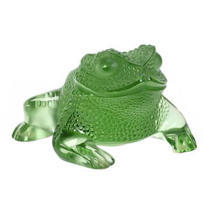 Green Toad (Gregorie) Paperweight, Lalique France: Green Toad (Gregorie) Paperweight, Lalique France, 3" x 4.25", Signed, Kansas Private Collection