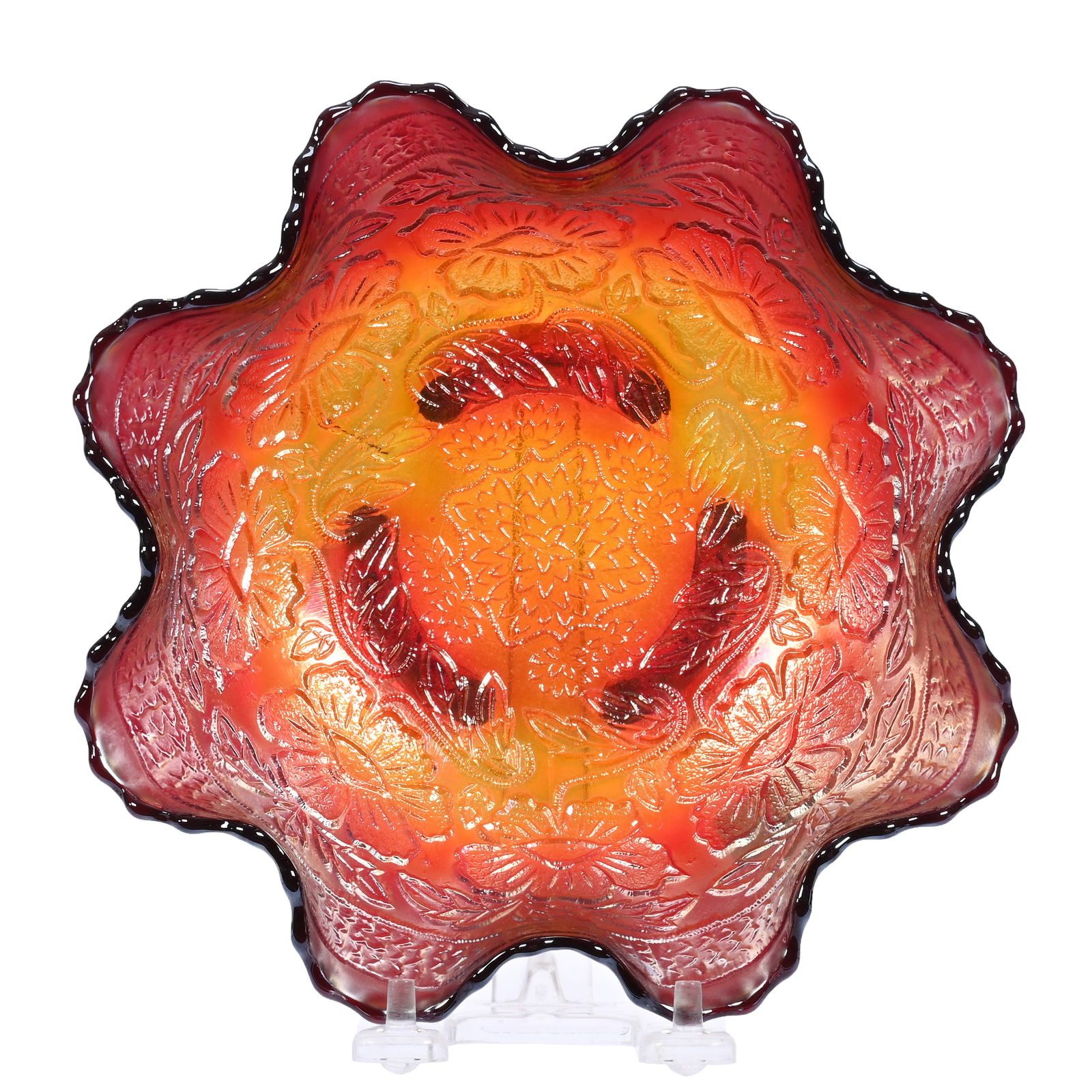 Bowl, Carnival Glass, Beautiful Amberina (1 of 2)