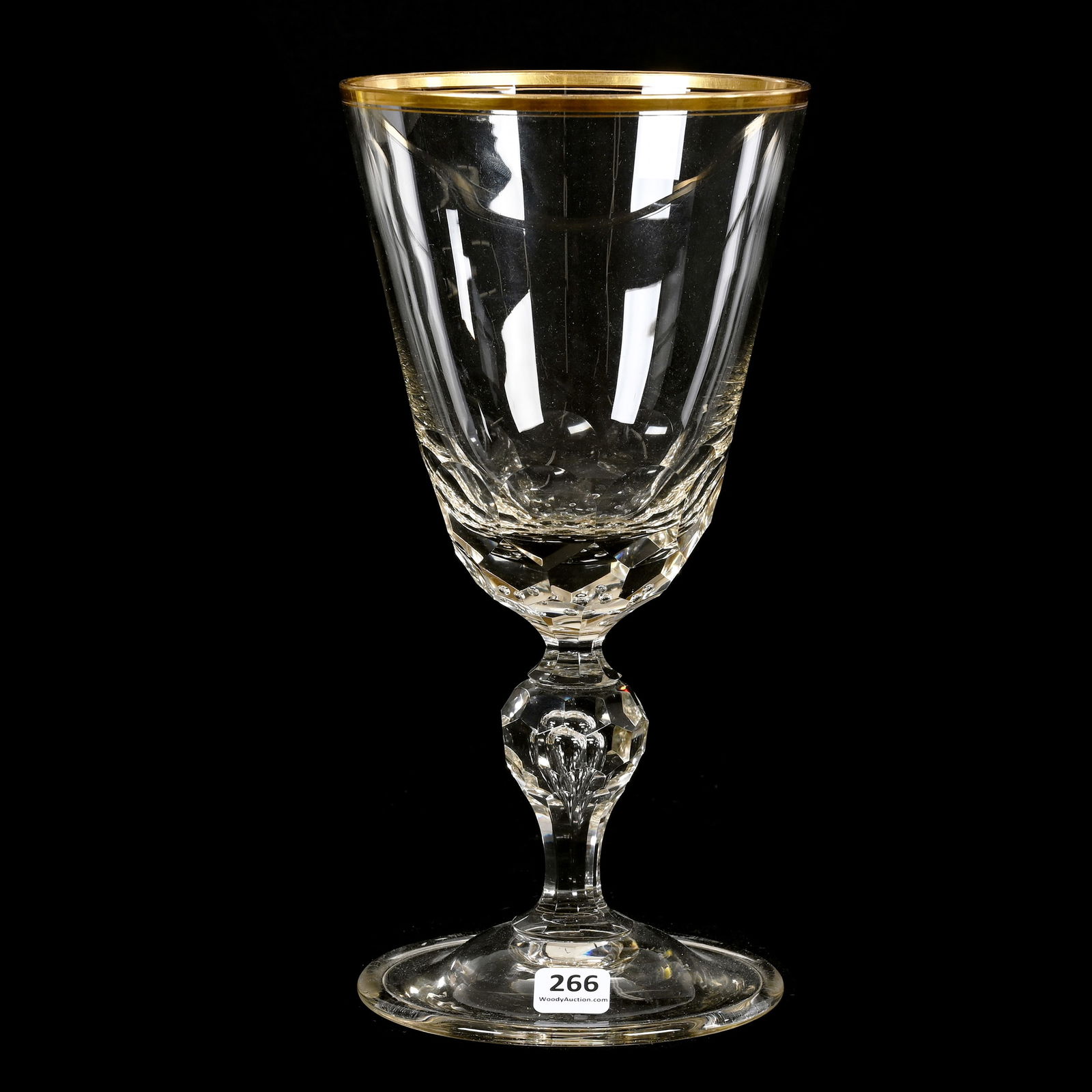 Large Chalice: Large Chalice, 10.75" x 5.5", Facet Cut Teardrop Stem, Facet Cut Bowl With Controlled Bubble Design, Clear Blank, Massachusetts Private Family Collection