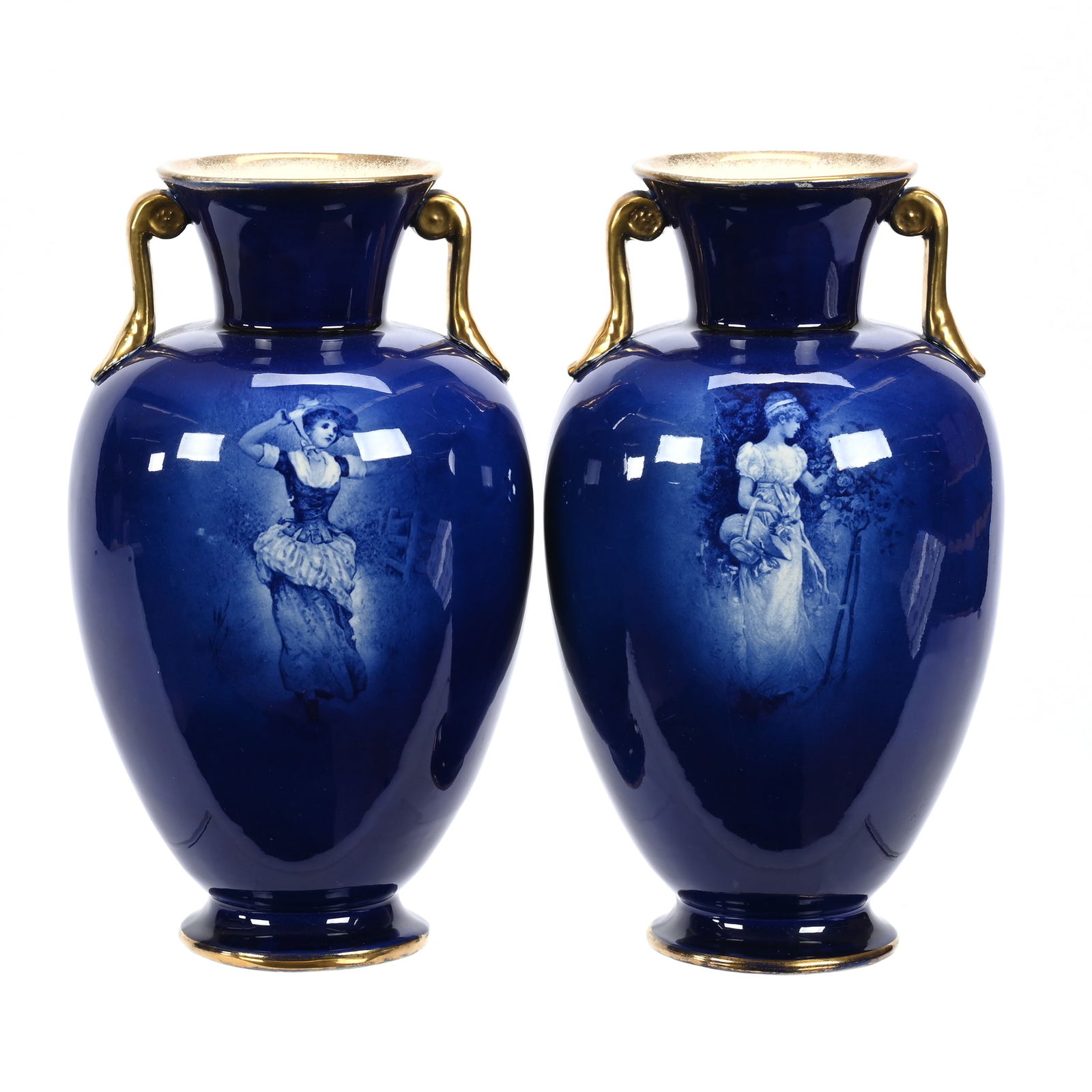 Pair Vases Marked F.S. & Company, England (1 of 3)