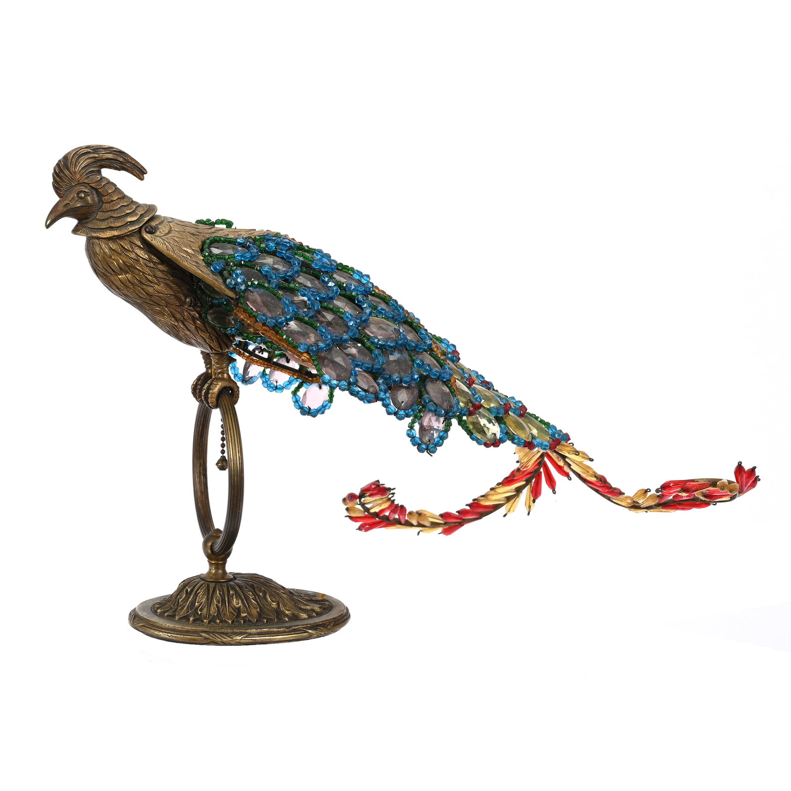Figural Pheasant Lamp, Czechoslovakian: Figural Pheasant Lamp, Czechoslovakian, 12" x 18", Pheasant Perched On Brass Ring, Overall Very Nice Condition, Electrified, Good Looking Lamp, Alabama Private Collection