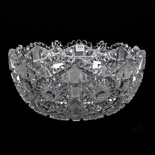 Punch Bowl, One Piece, ABCG, Electra By Straus: Punch Bowl, One Piece, American Brilliant Cut Glass, Electra By Straus, 6" x 12.5", Quality Blank, Alabama Private Collection