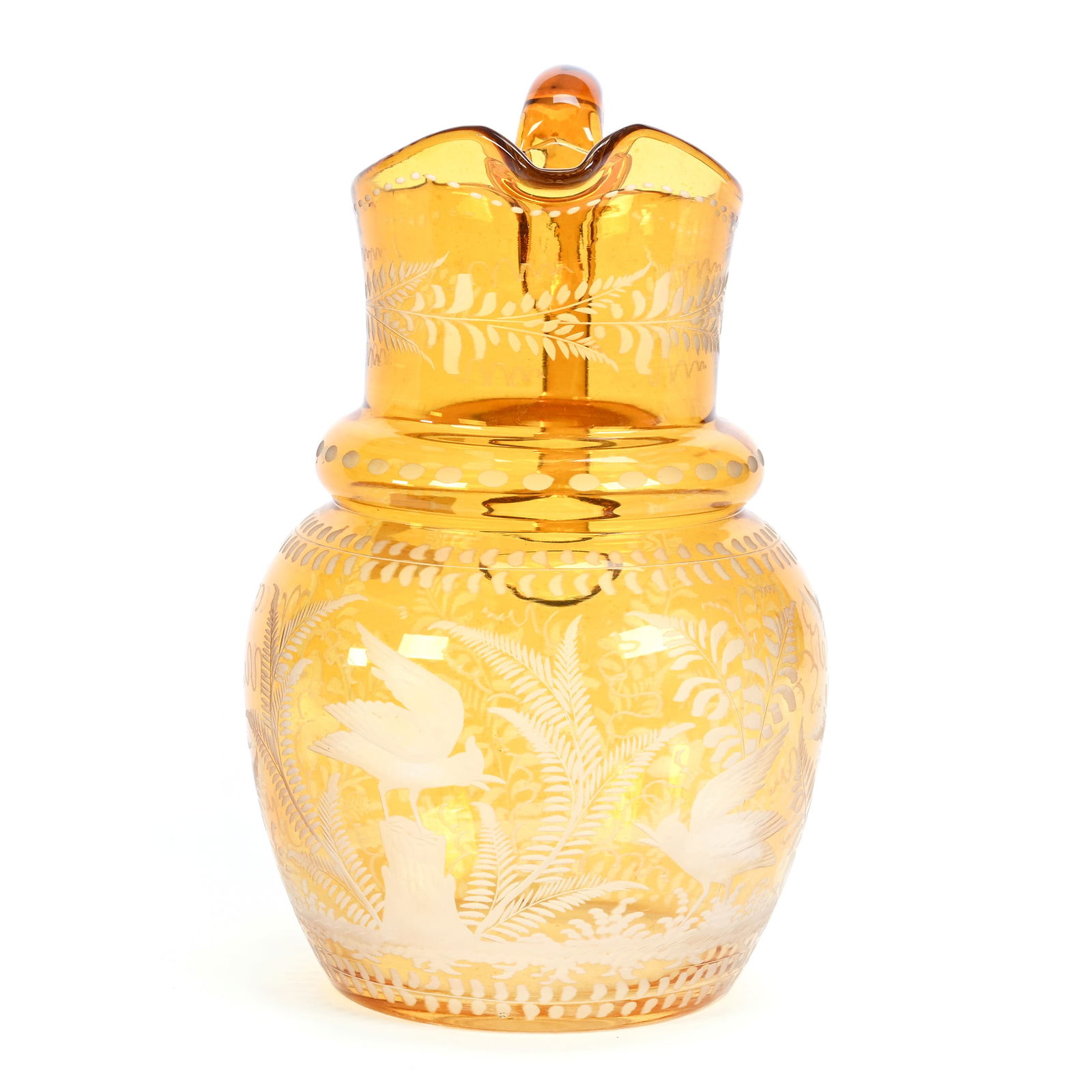 Water Pitcher, Bohemian Amber Flash Art Glass (1 of 4)