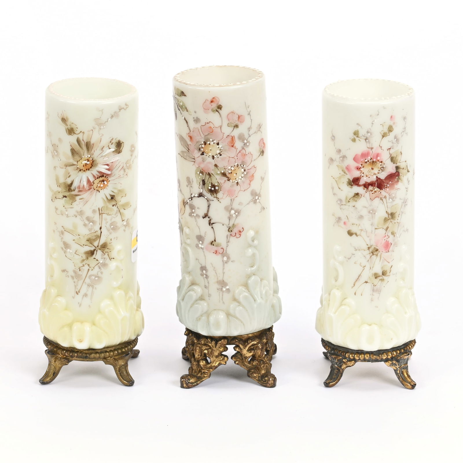 (3) Cylinder Vases, Wave Crest Art Glass (1 of 3)