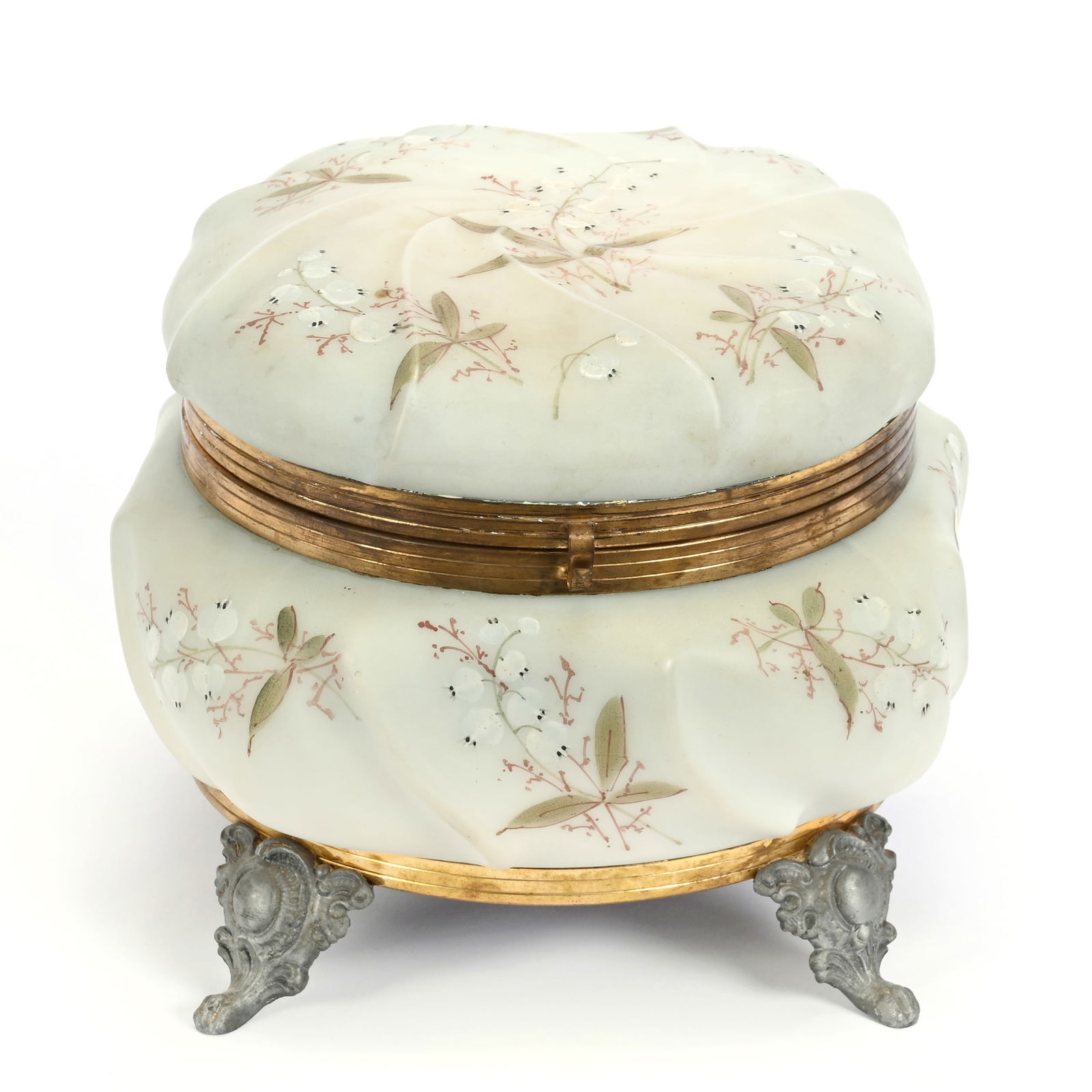 Dresser Box, Unmarked Wave Crest Art Glass (1 of 4)