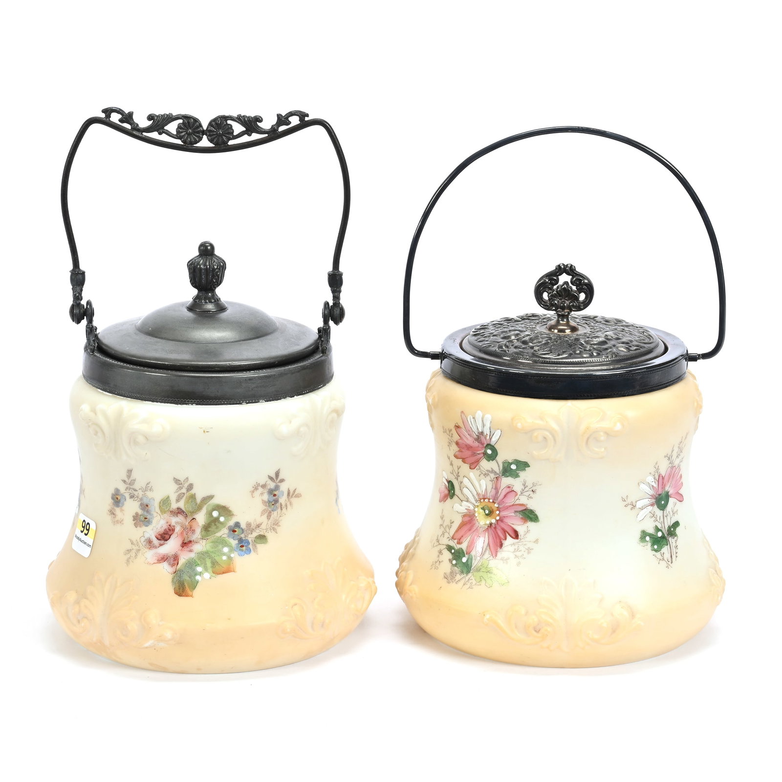 (2) Biscuit Jars, Unmarked Wave Crest Style (1 of 3)