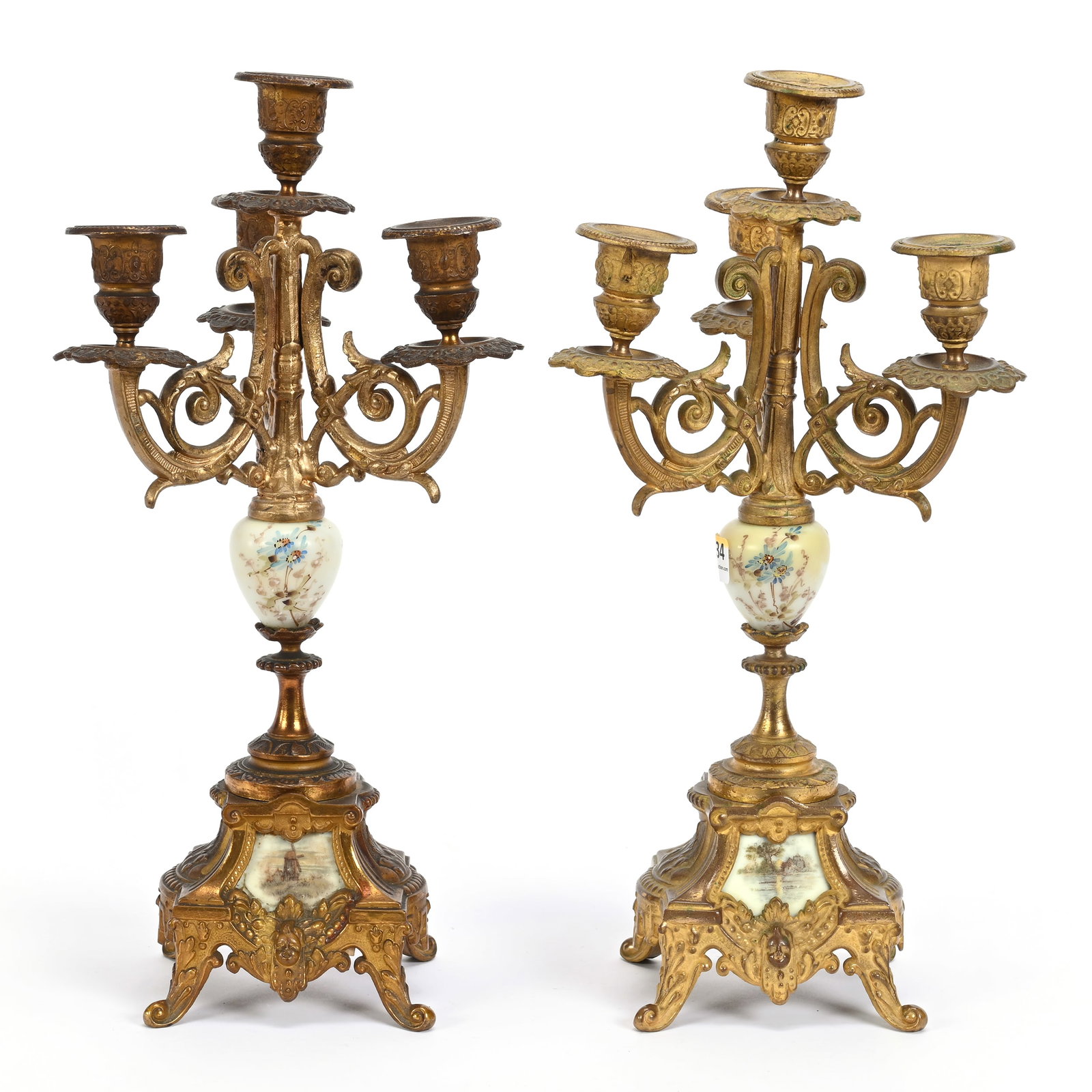 Pair Candelabra, Three Arm, Unmarked Wave Crest (1 of 5)