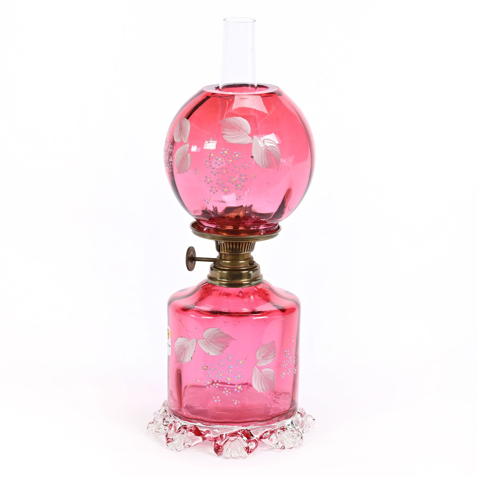 Miniature Lamp, Cranberry Art Glass Optic Rib (1 of 3)