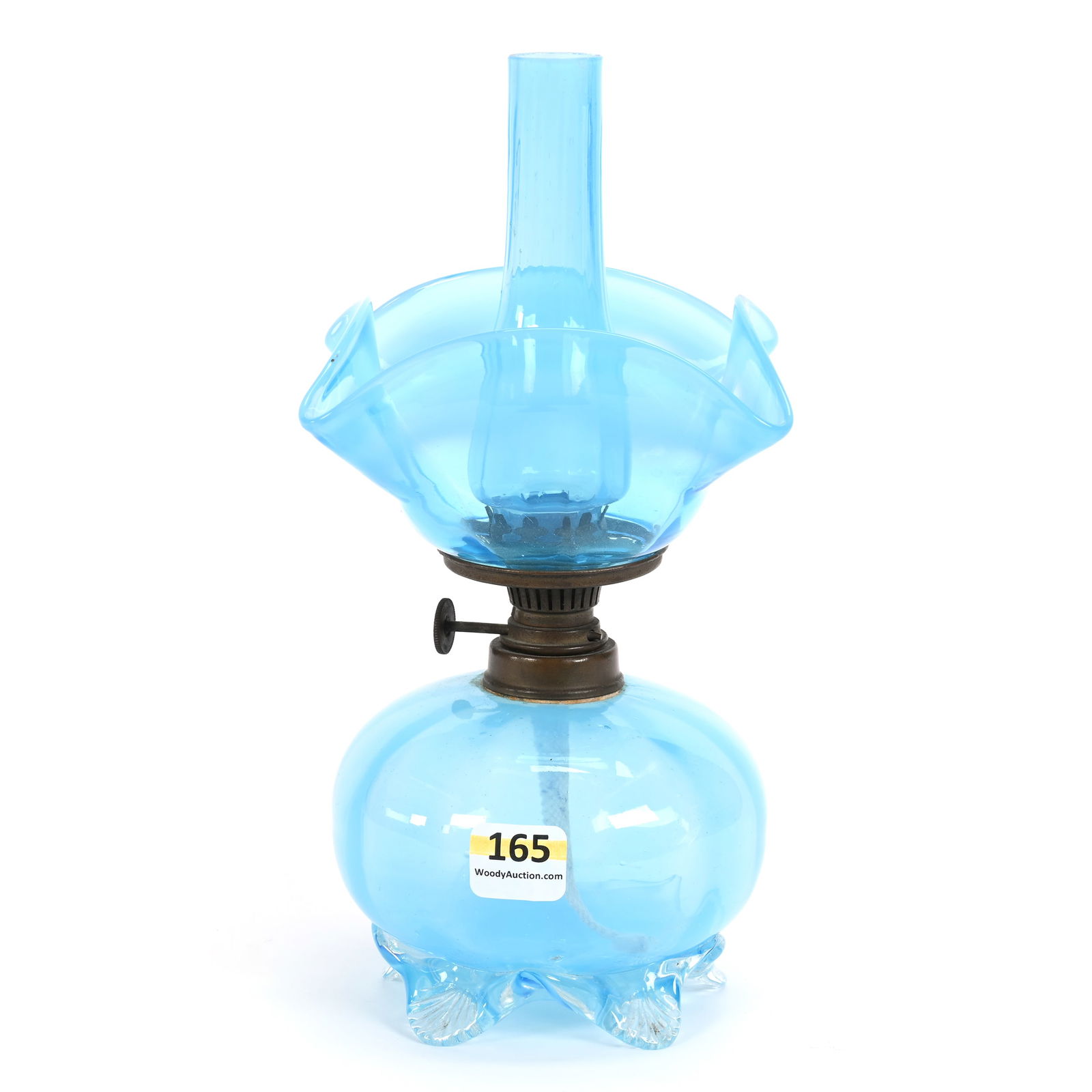 Miniature Lamp, Blue Opalescent Art Glass (1 of 4)